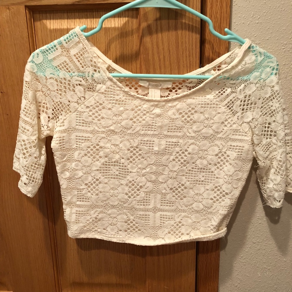 White Lace Crop Top